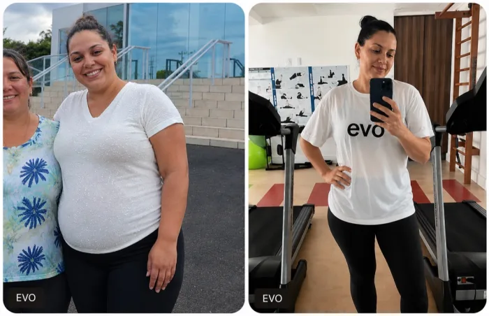 Foto ilustrativa de antes e depois do protocolo Evo