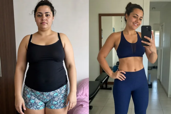 Foto ilustrativa de antes e depois do protocolo Evo