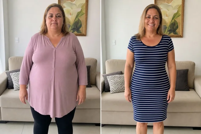 Foto ilustrativa de antes e depois do protocolo Evo