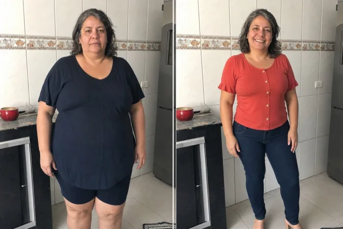 Foto ilustrativa de antes e depois do protocolo Evo